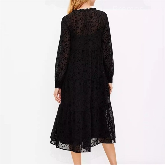 NWT Ann Taylor LOFT Dress Start Midi Swing Dress Black Witchcore Adams Lined - Picture 3 of 14